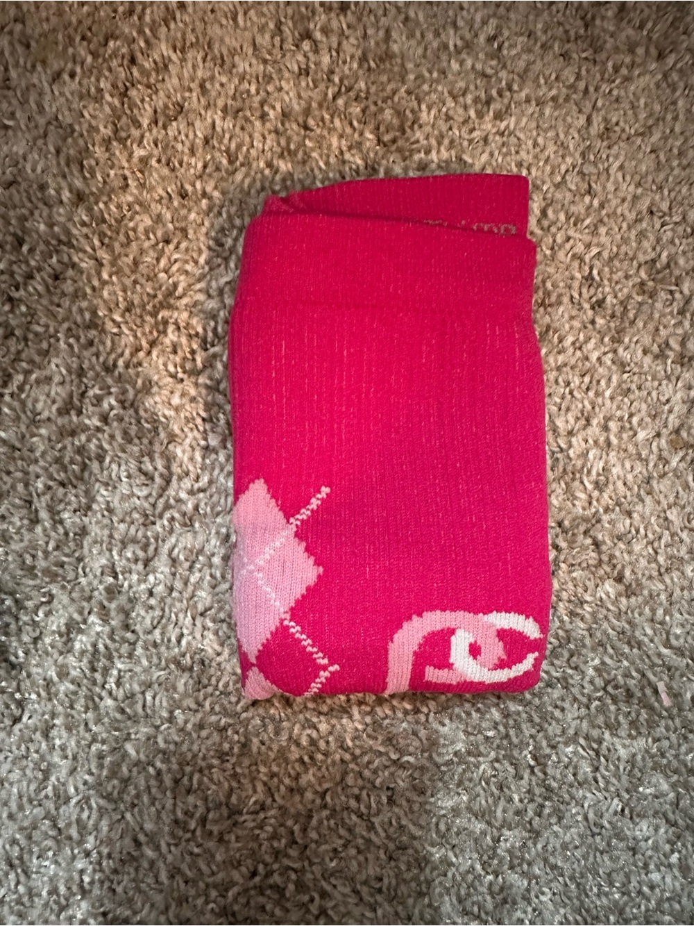 Women's Pink Argyle Knee-High Socks